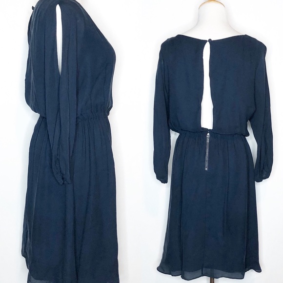 Alice + Olivia Navy Open Back Silk Dress m - Picture 2 of 8